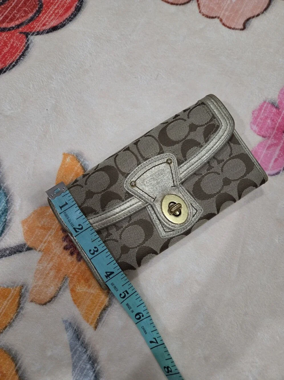 Coach Legacy Signature Jacquard Canvas Turnlock Long Wallet